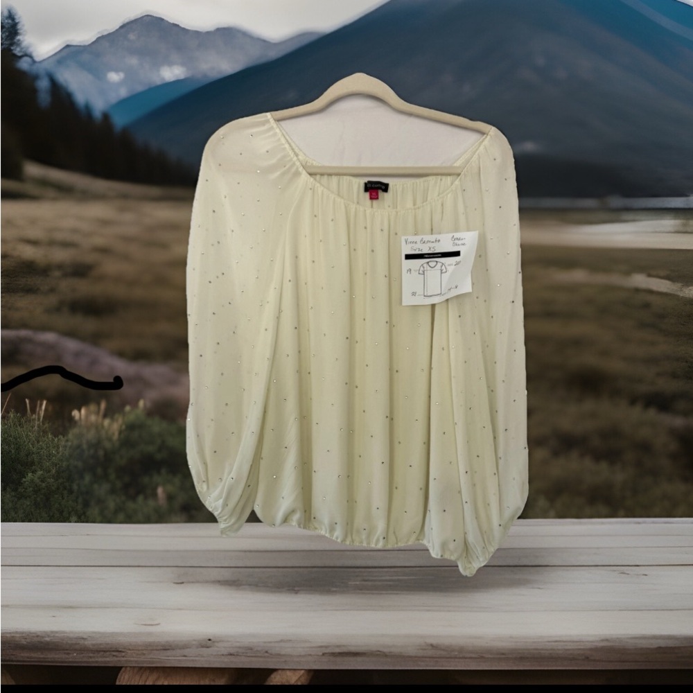 Vince Camuto Cream Relaxed Blouse with Pleated Details
